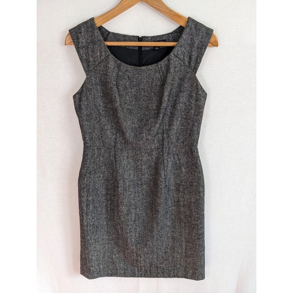 Banana Republic Sheath Tweed Dress Women 4 Gray Wool Blend Classic Office